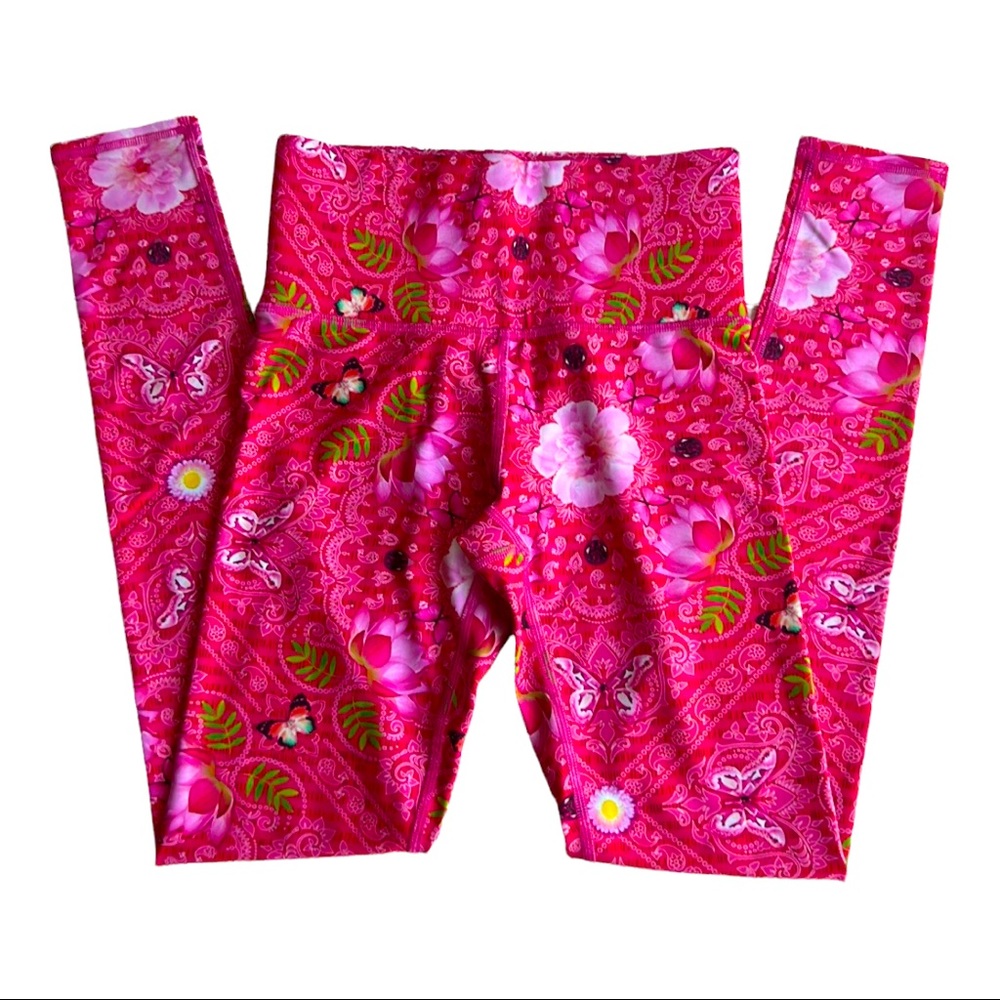 Carbon 38 NWT Terez Pink Bandana Super-High Duo Knit Legging XS